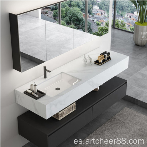 mueble de tocador de baño con espejo más caliente